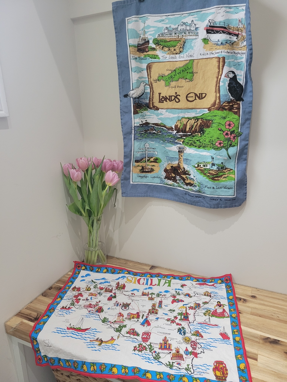 Land's End Coastal Map Wall Hanging & Sicily Map Cloth